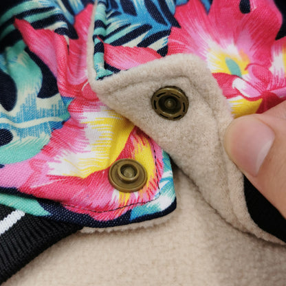 Pet Clothes Windproof Jacket Dog Clothes Printed Cotton Clothing Fashion Big Flower Jacket Tide Brand Baseball Jersey