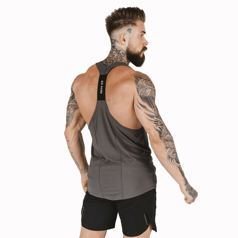 NEW Muscle Fitness Mens Brothers Summer Sports Leisure Elastic Quick-drying Blank Light Board Logo-free Stitching Vest
