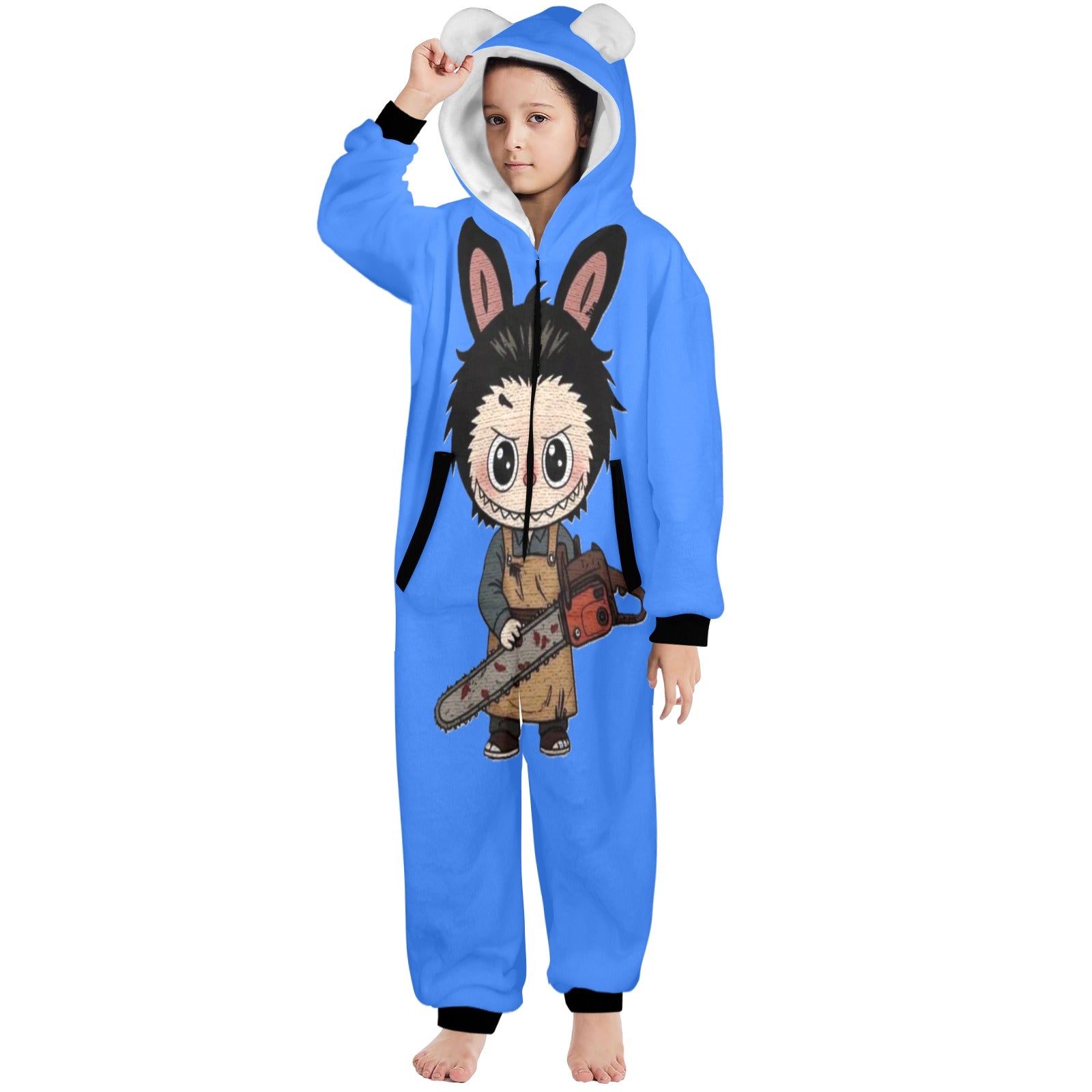 KSC's Halloween Big Kids Unisex Onesies (8 to 15 Years) Chainsaw Massacre Labubu