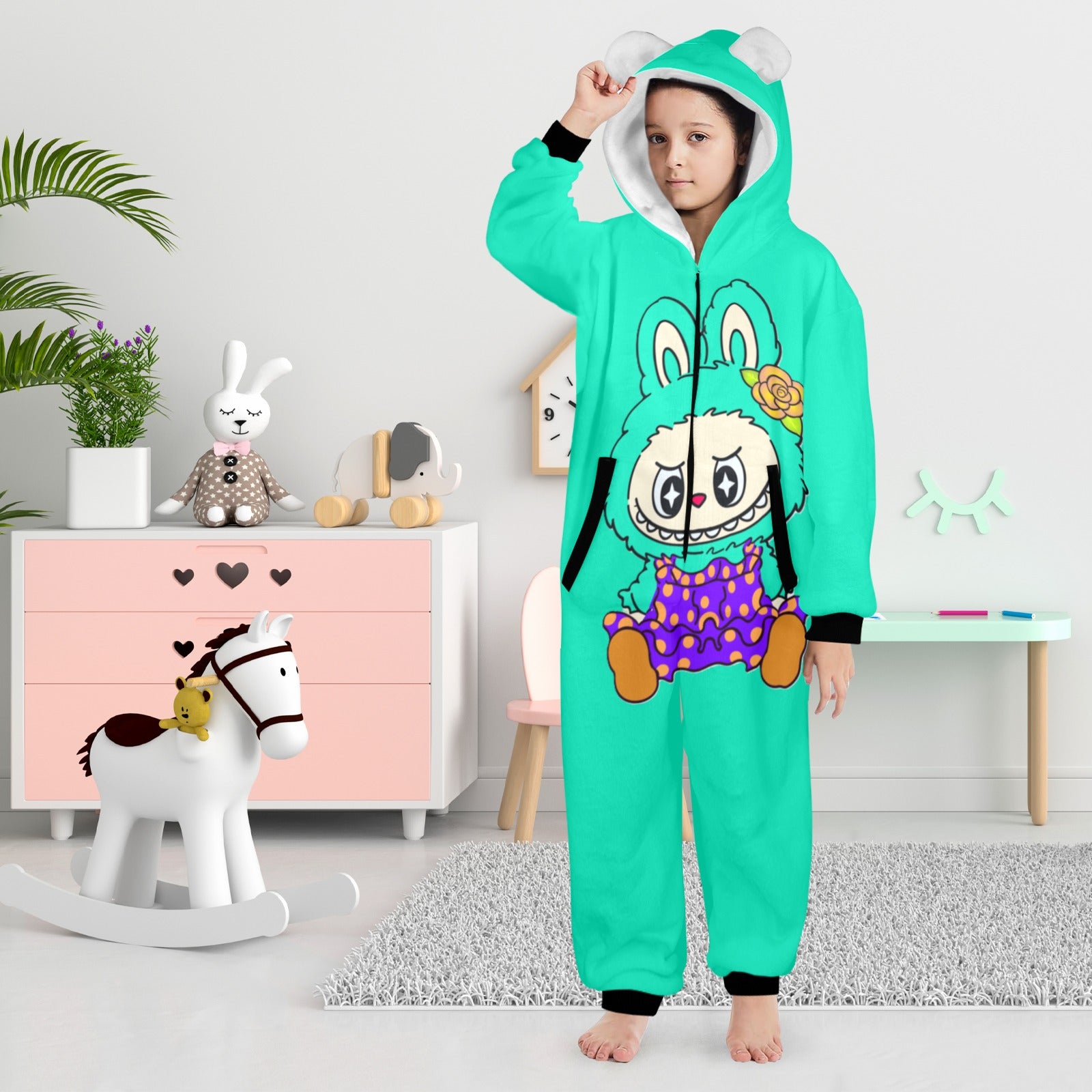 KSC's Exclusive Big Kids Onesie Labubu (8 to 15 Years) Teal with Teal Labubu