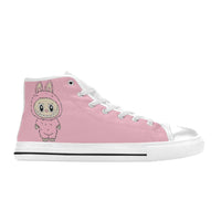 LABUBU TRENDY STYLE KID SHOES- Pink Labubu High Top Canvas Shoes for Kid