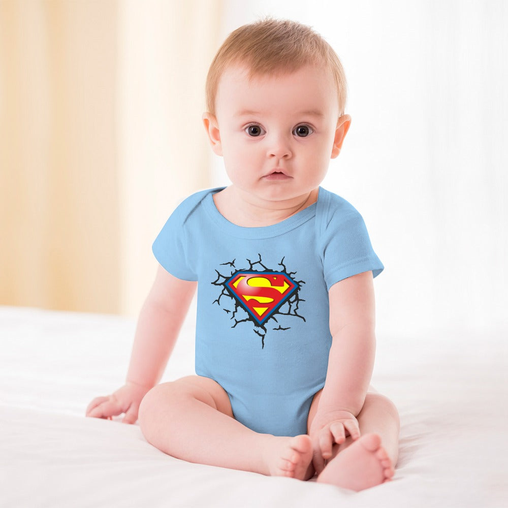 SUPER BABY PRINT DESIGNS BOYS Short -Sleeve Baby's Bodysuit - Super Boy/Man Prints
