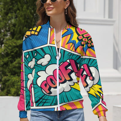 KSC's Limited Edition Pop Art Designs Women's Long Sleeve Zipper Jacket (10 Options) - KSC's Limited Edition Pop Art Collections