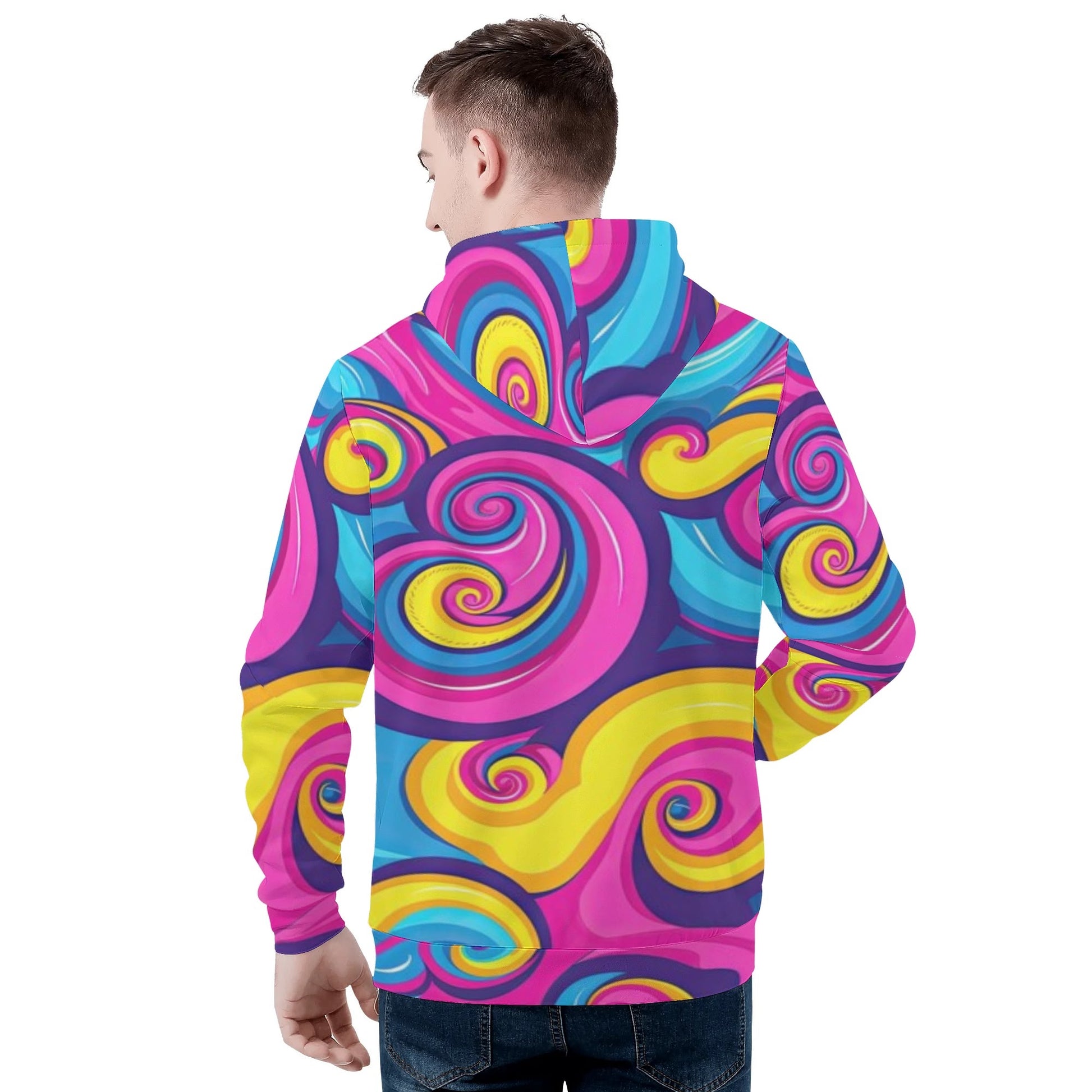 Unisex Pop Art Hooded Sweatshirt: Bold Swirl Design in Psychedelic Colors - KSCs Limited Edition Collection