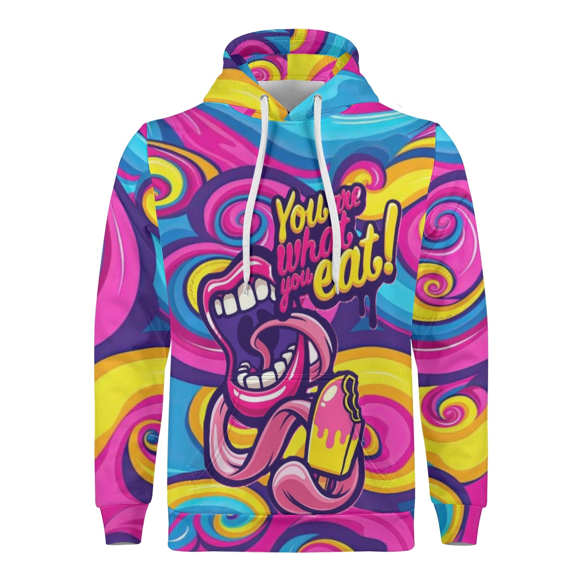 Unisex Pop Art Hooded Sweatshirt: Bold Swirl Design in Psychedelic Colors - KSCs Limited Edition Collection