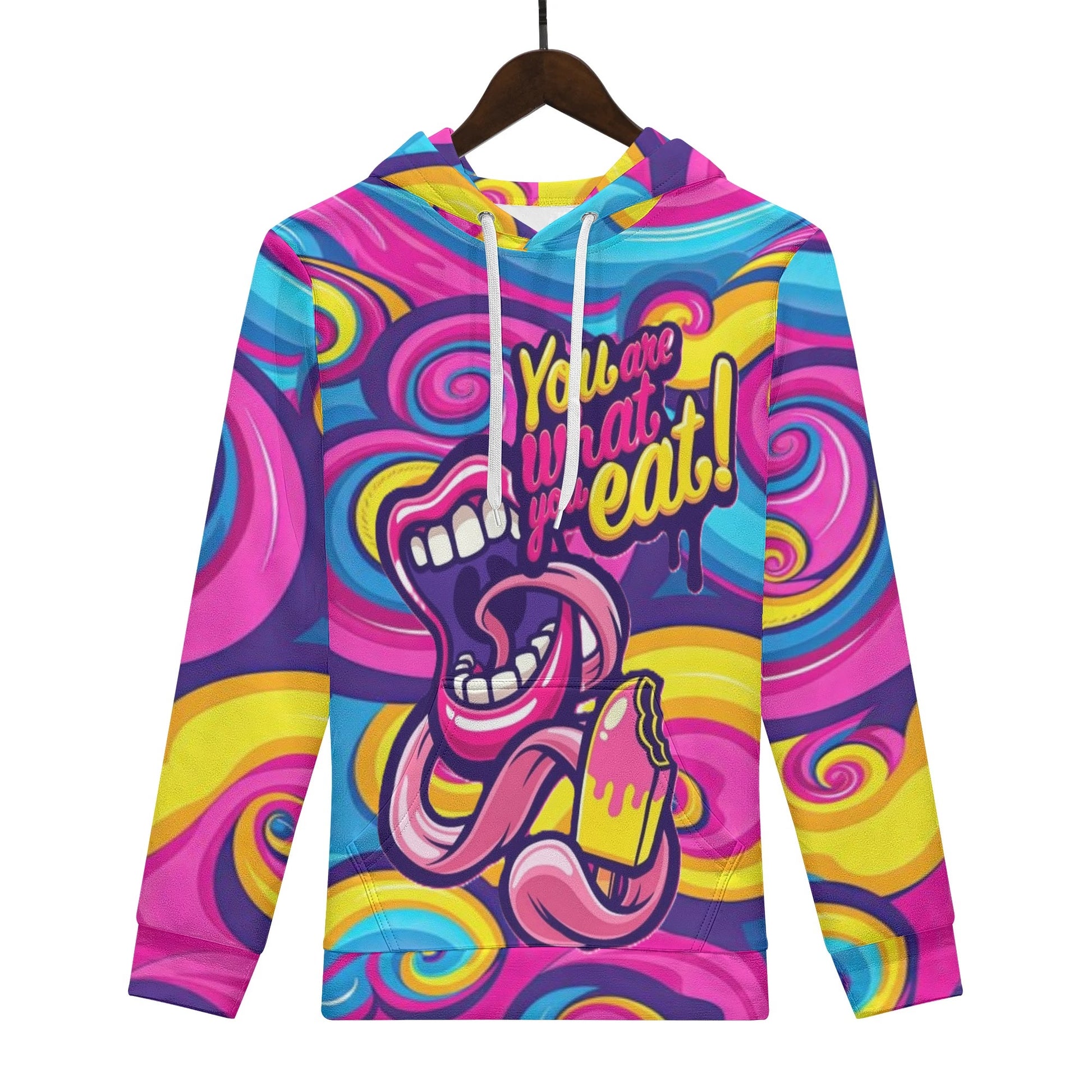 Unisex Pop Art Hooded Sweatshirt: Bold Swirl Design in Psychedelic Colors - KSCs Limited Edition Collection