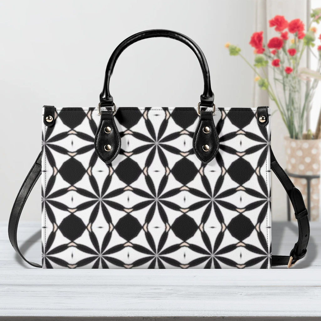 New Black White Geometric Designer Style Luxury Limited Handbag -Luxury Women PU Leather Handbag