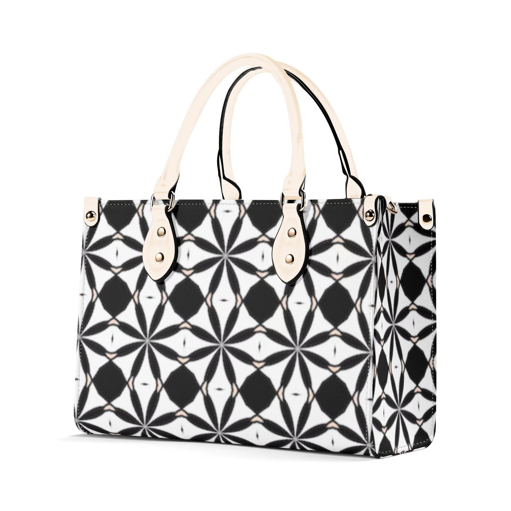 New Black White Geometric Designer Style Luxury Limited Handbag -Luxury Women PU Leather Handbag