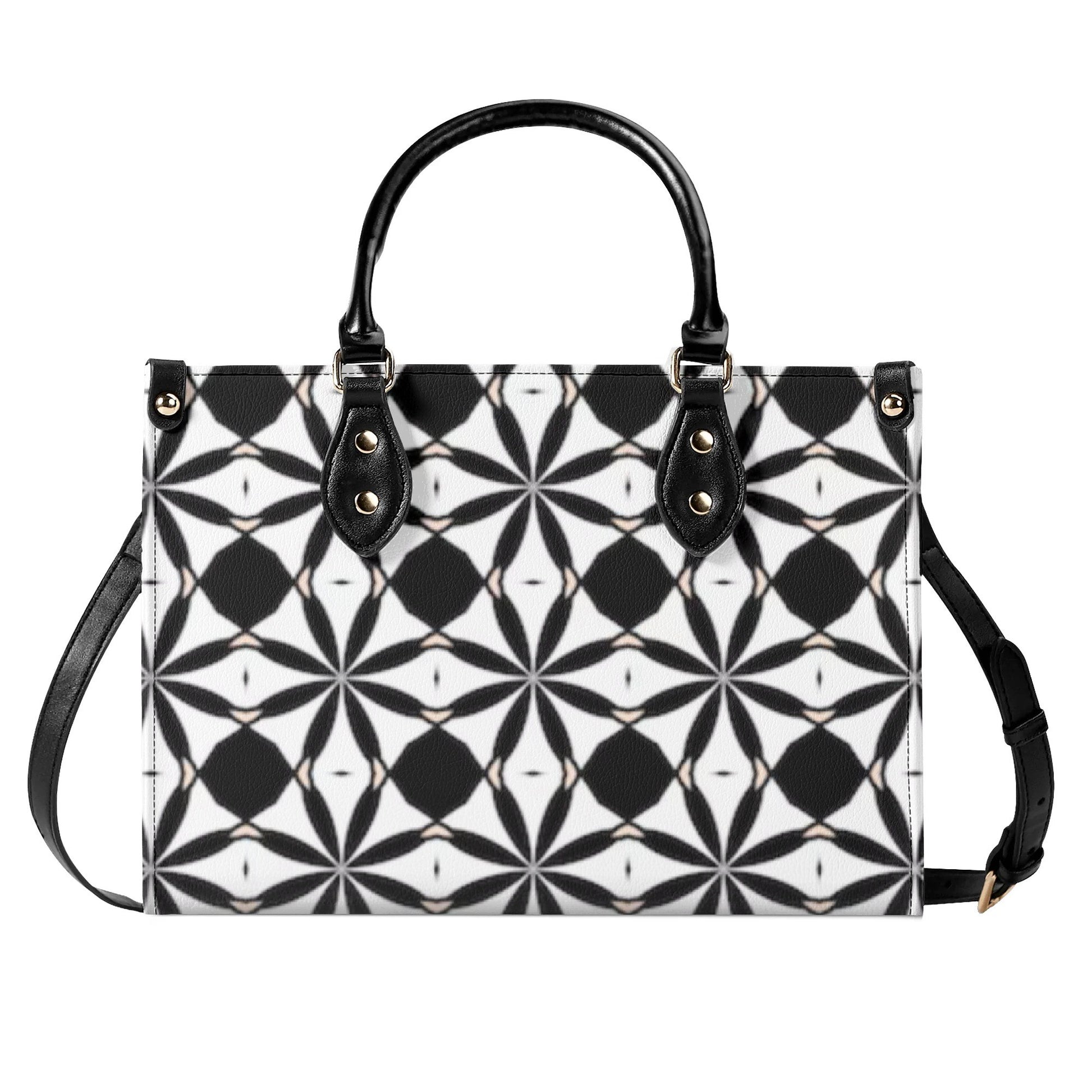 New Black White Geometric Designer Style Luxury Limited Handbag -Luxury Women PU Leather Handbag