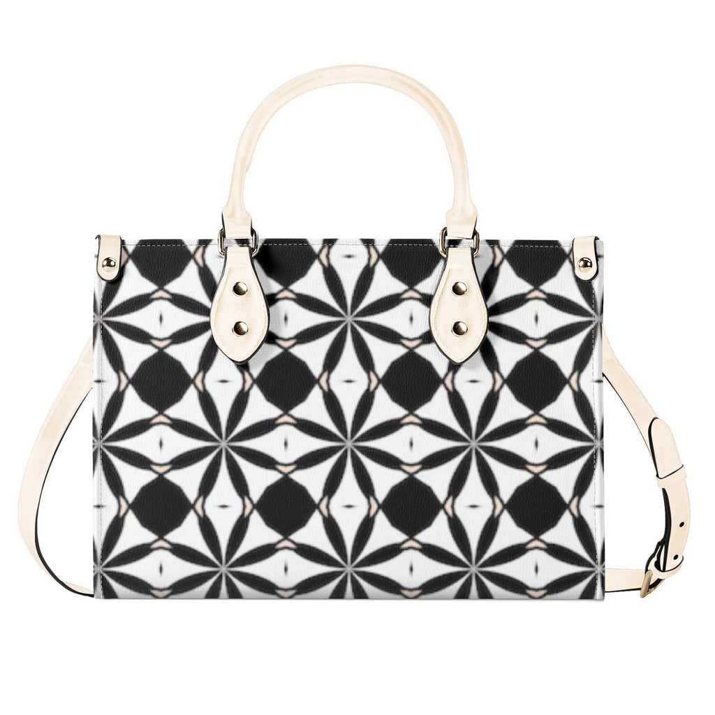 New Black White Geometric Designer Style Luxury Limited Handbag -Luxury Women PU Leather Handbag