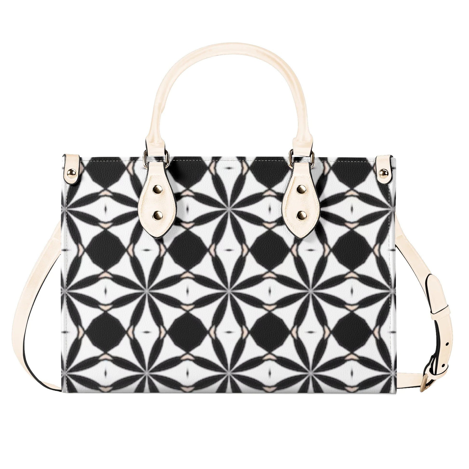 New Black White Geometric Designer Style Luxury Limited Handbag -Luxury Women PU Leather Handbag