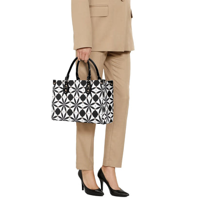 New Black White Geometric Designer Style Luxury Limited Handbag -Luxury Women PU Leather Handbag