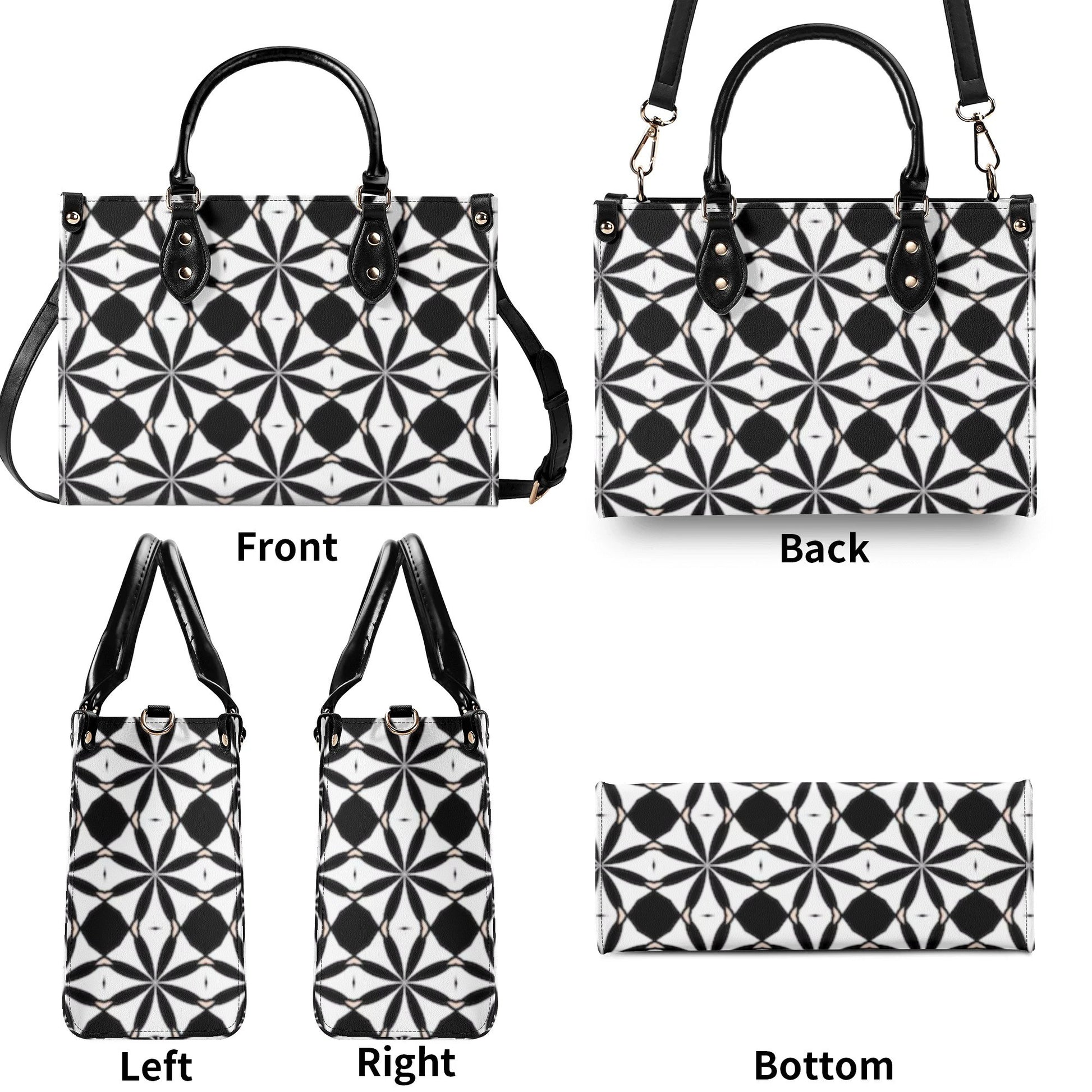 New Black White Geometric Designer Style Luxury Limited Handbag -Luxury Women PU Leather Handbag