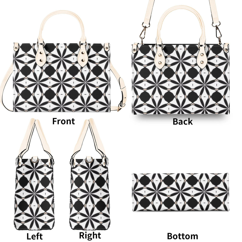 New Black White Geometric Designer Style Luxury Limited Handbag -Luxury Women PU Leather Handbag