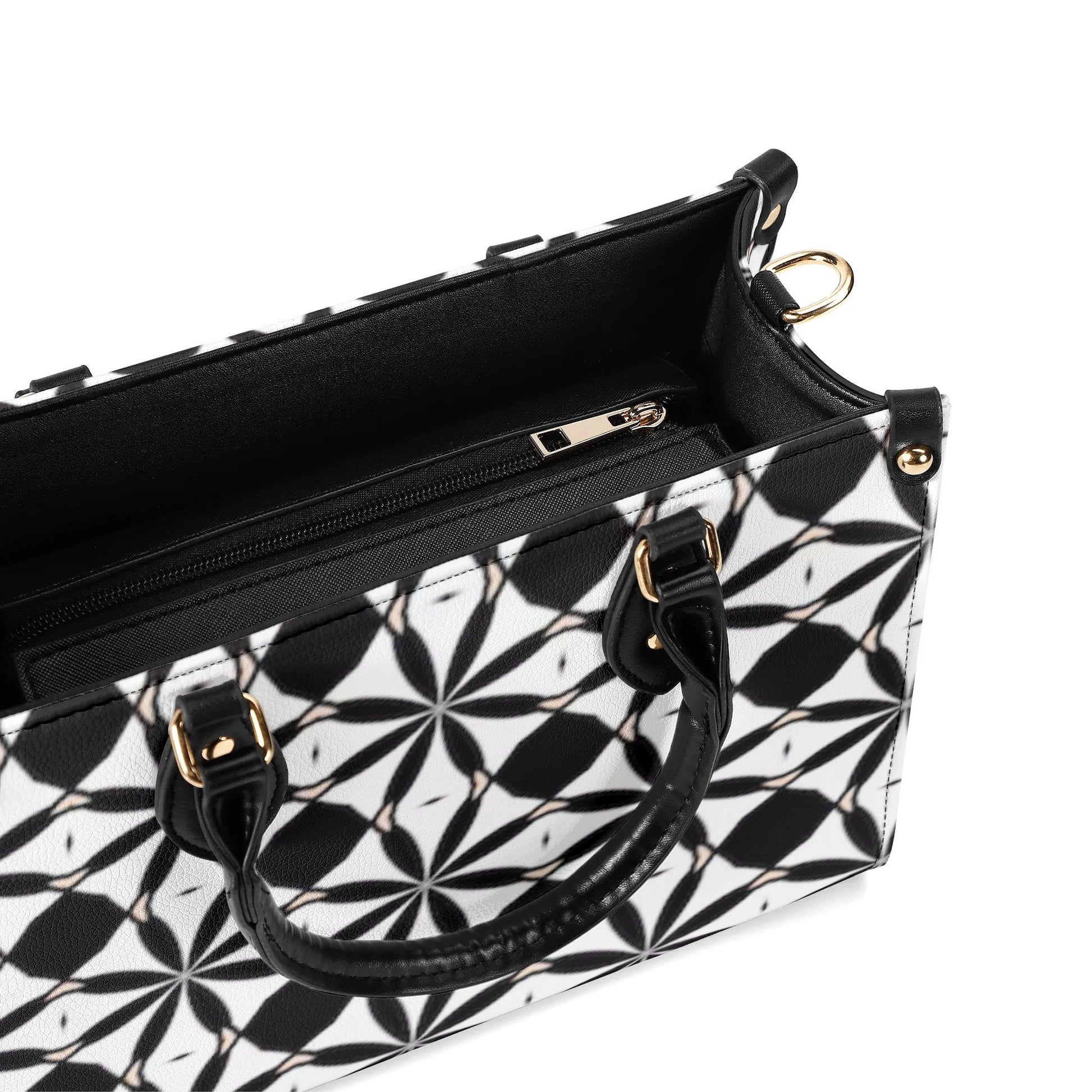 New Black White Geometric Designer Style Luxury Limited Handbag -Luxury Women PU Leather Handbag