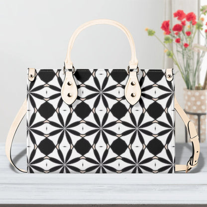 New Black White Geometric Designer Style Luxury Limited Handbag -Luxury Women PU Leather Handbag