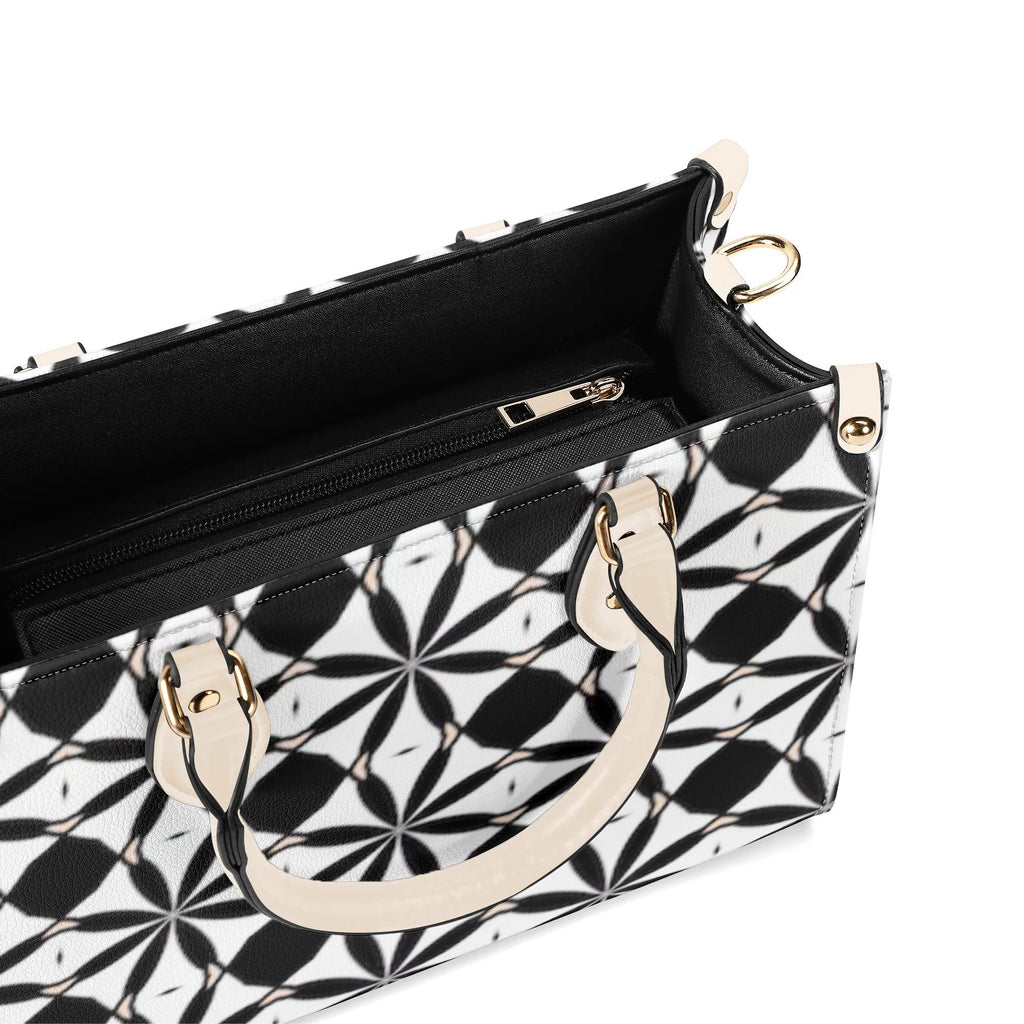New Black White Geometric Designer Style Luxury Limited Handbag -Luxury Women PU Leather Handbag