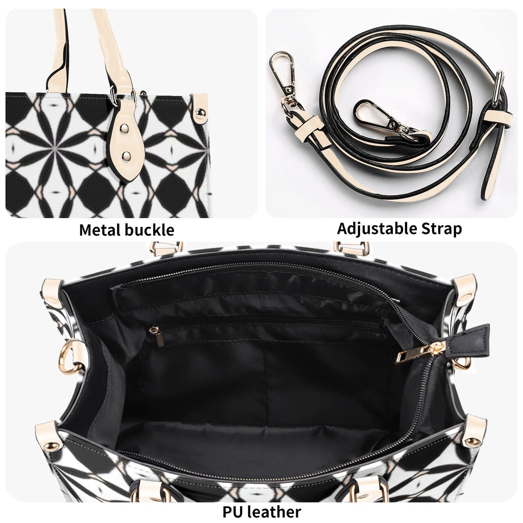 New Black White Geometric Designer Style Luxury Limited Handbag -Luxury Women PU Leather Handbag