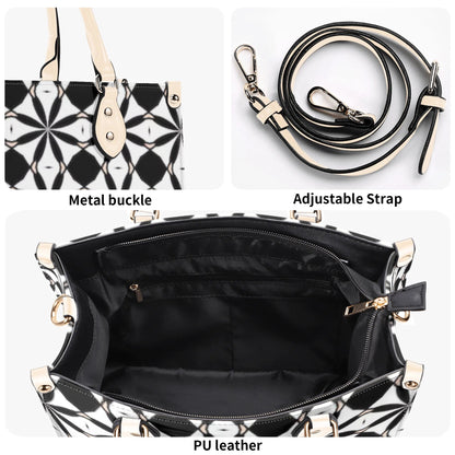 New Black White Geometric Designer Style Luxury Limited Handbag -Luxury Women PU Leather Handbag