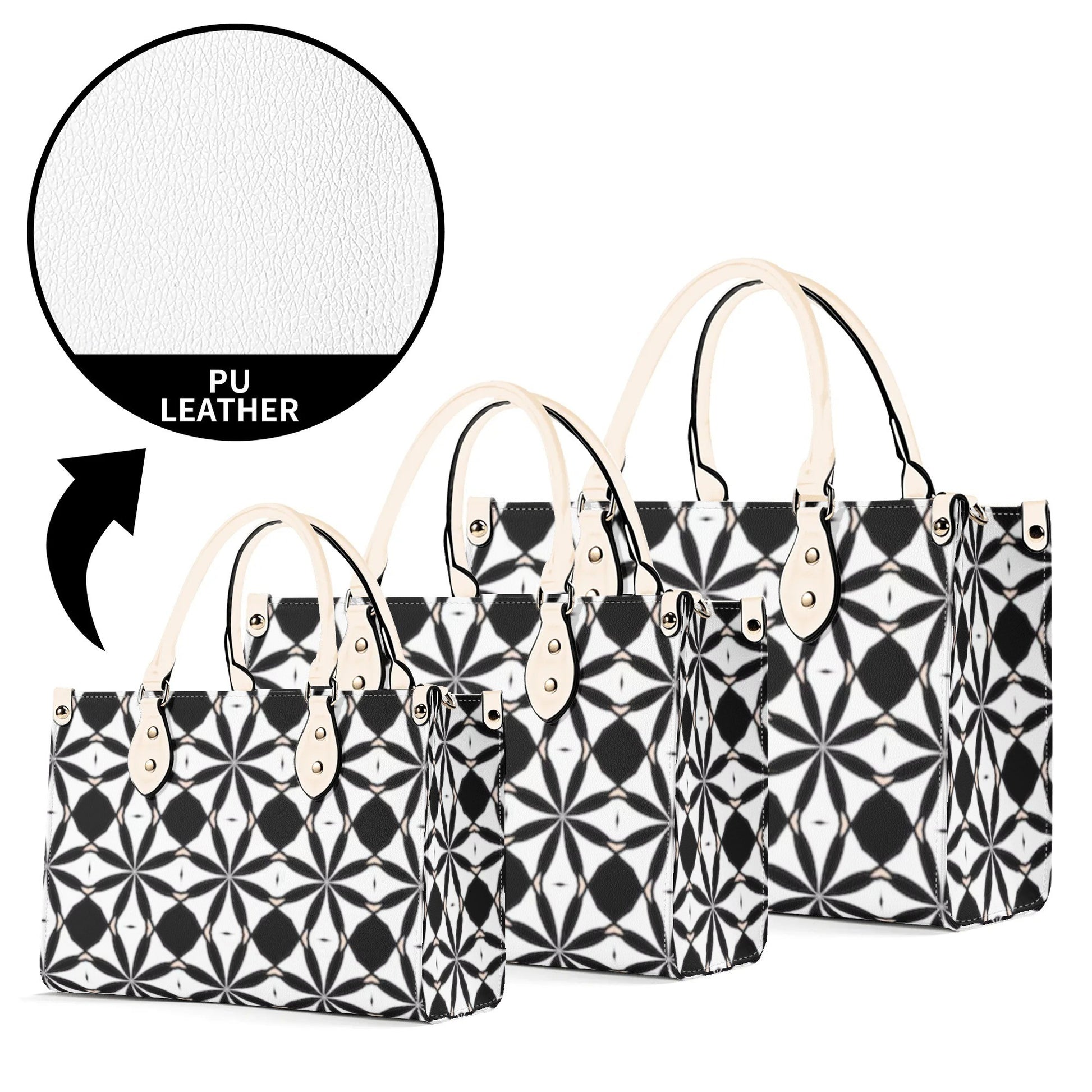 New Black White Geometric Designer Style Luxury Limited Handbag -Luxury Women PU Leather Handbag