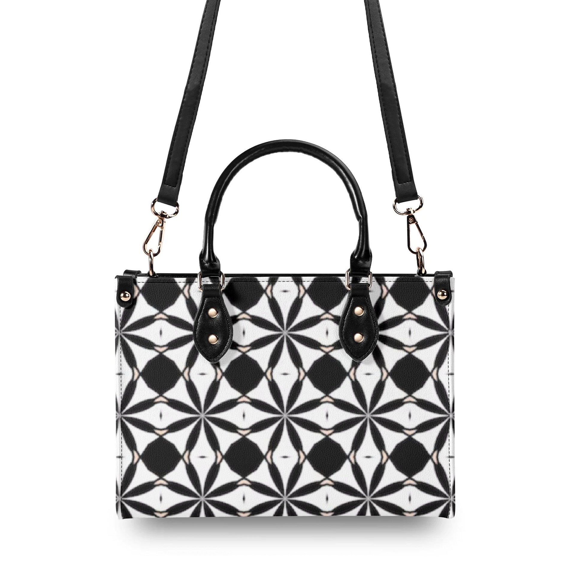 New Black White Geometric Designer Style Luxury Limited Handbag -Luxury Women PU Leather Handbag