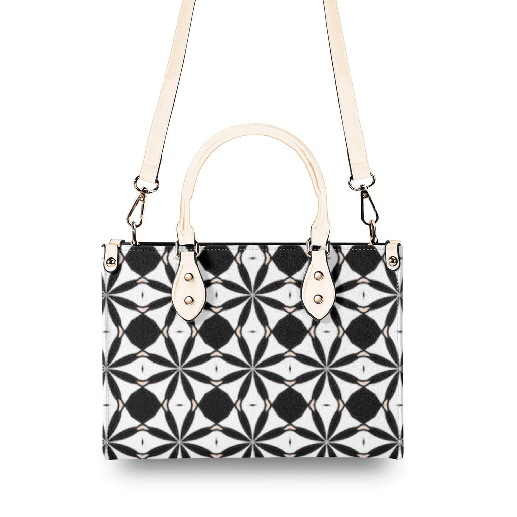 New Black White Geometric Designer Style Luxury Limited Handbag -Luxury Women PU Leather Handbag