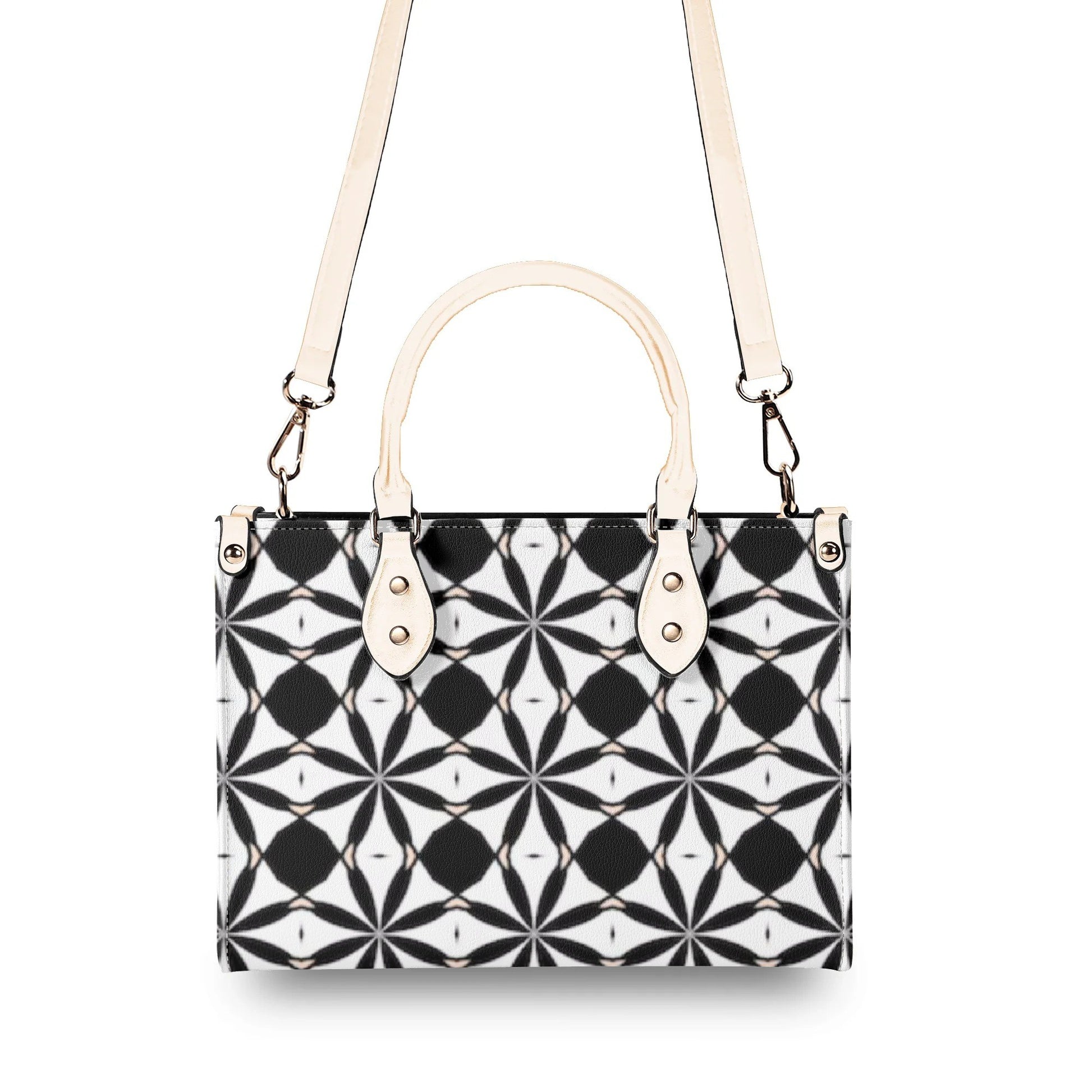 New Black White Geometric Designer Style Luxury Limited Handbag -Luxury Women PU Leather Handbag