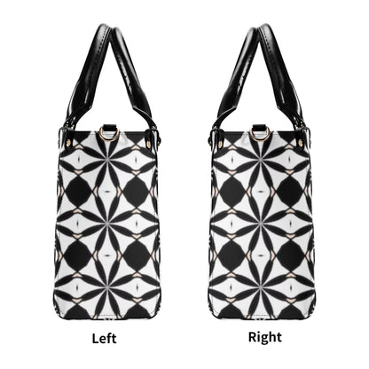 New Black White Geometric Designer Style Luxury Limited Handbag -Luxury Women PU Leather Handbag