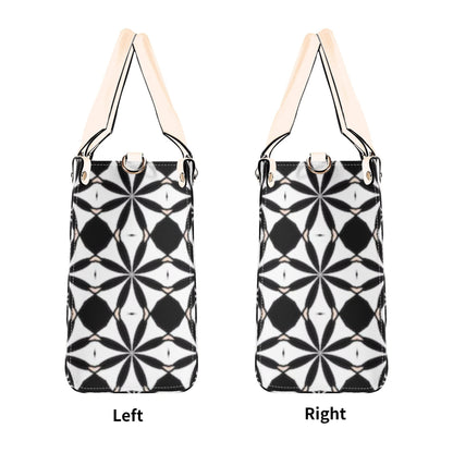 New Black White Geometric Designer Style Luxury Limited Handbag -Luxury Women PU Leather Handbag
