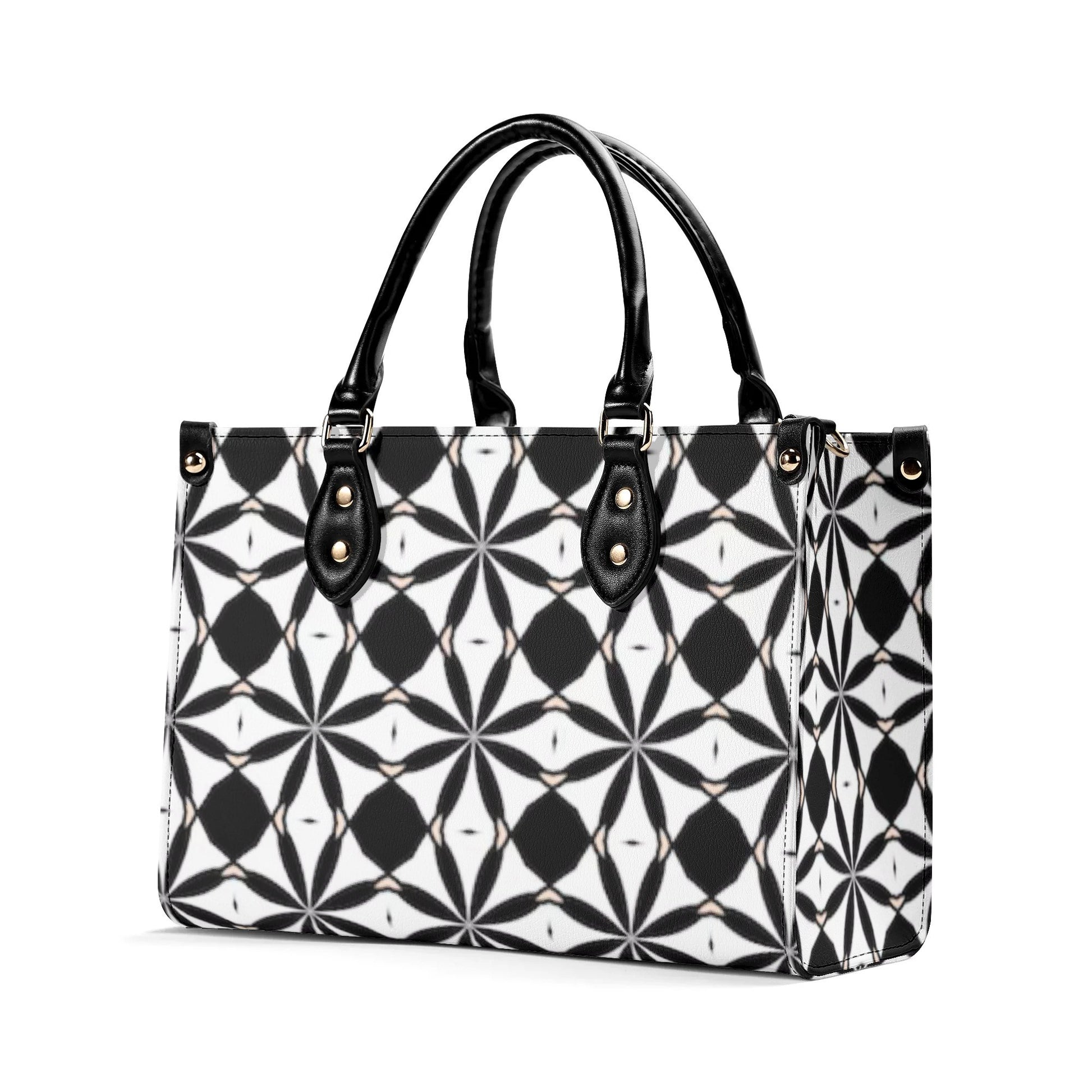 New Black White Geometric Designer Style Luxury Limited Handbag -Luxury Women PU Leather Handbag