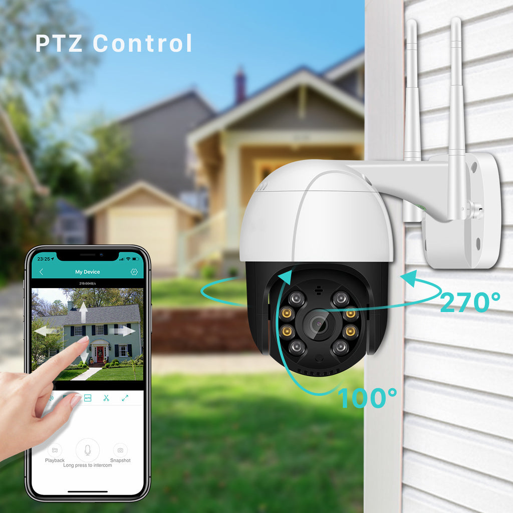 SURVEILLANCE CAMERA - Wireless Wifi Dome Surveillance Camera Rainproof Outdoor Pan/tilt Remote Control Body Dual Light Night Vision