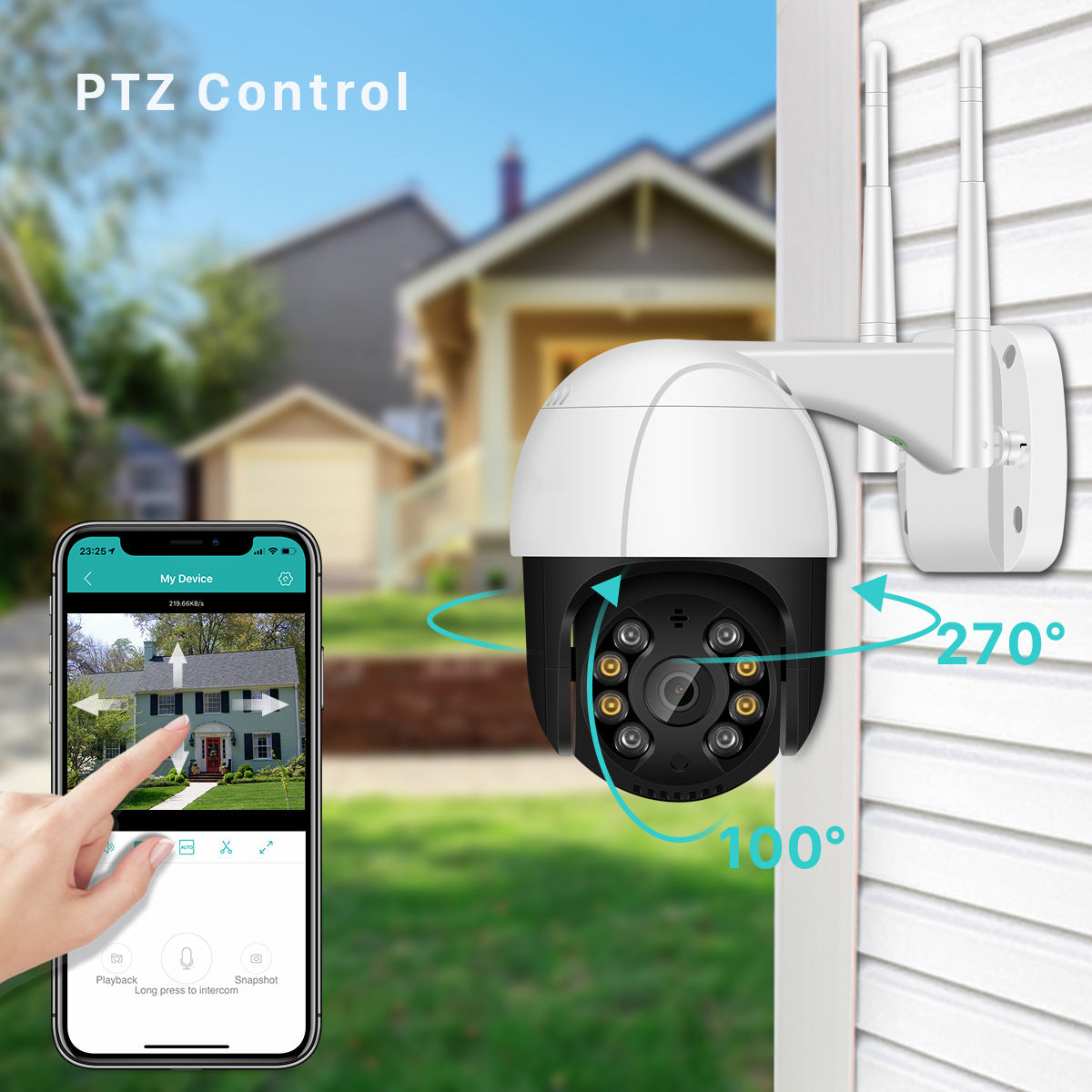 SURVEILLANCE CAMERA - Wireless Wifi Dome Surveillance Camera Rainproof Outdoor Pan/tilt Remote Control Body Dual Light Night Vision