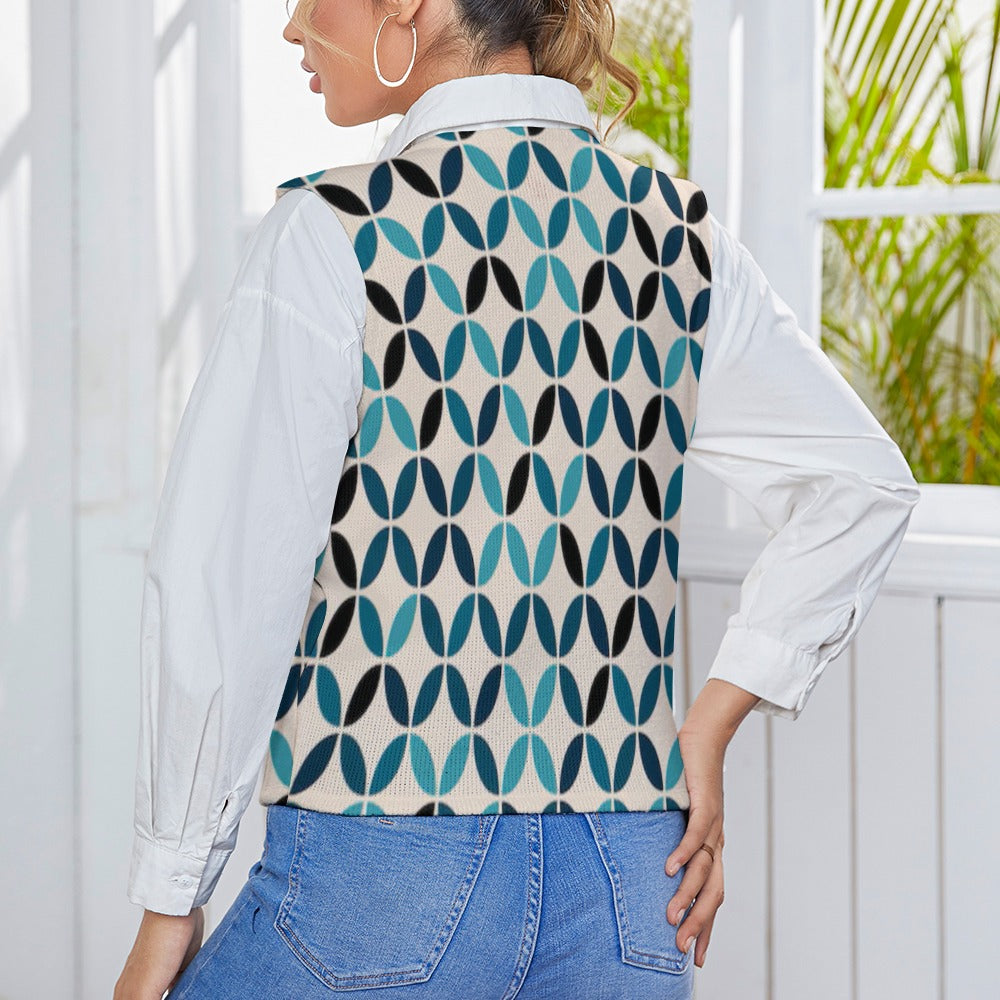 KSC's Custom Vest Designs Women's Long Sleeve Button Knit Vest