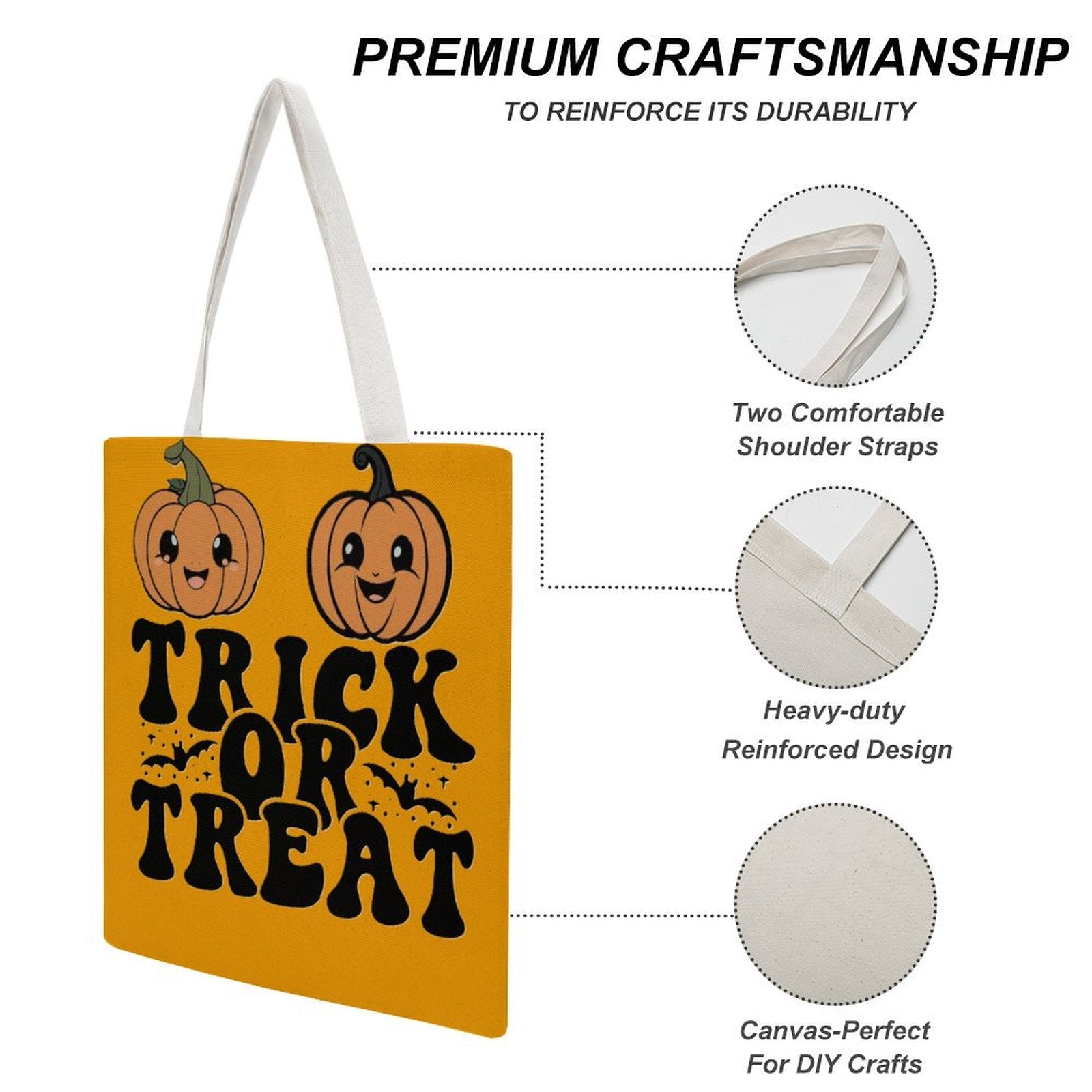 Halloween Trick Or Treat Tote Bag - Canvas Tote Bag Single Canvas Tote Bag-38x41CM