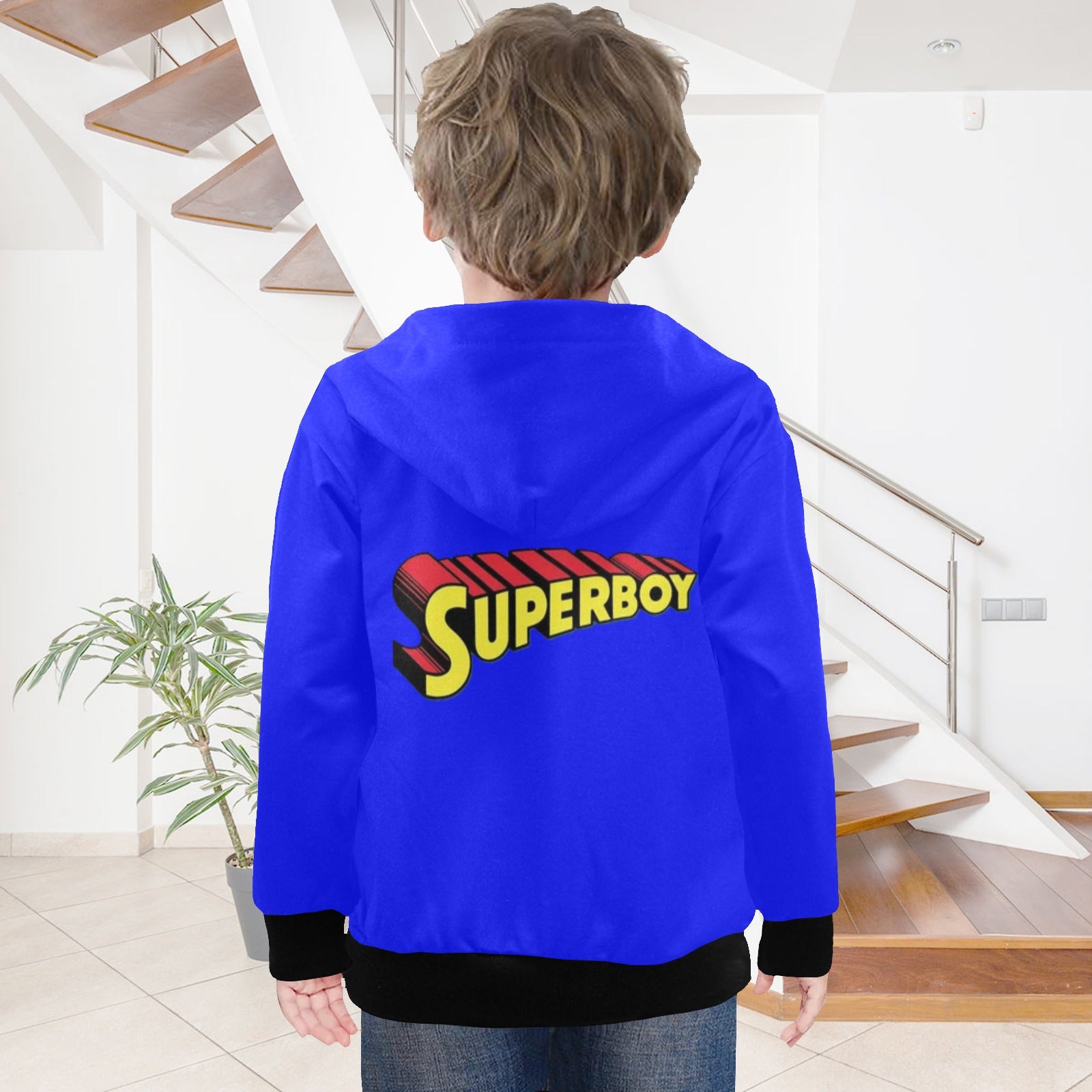 Super Hero Pattern -Little Boys' Long Sleeve Hoodie