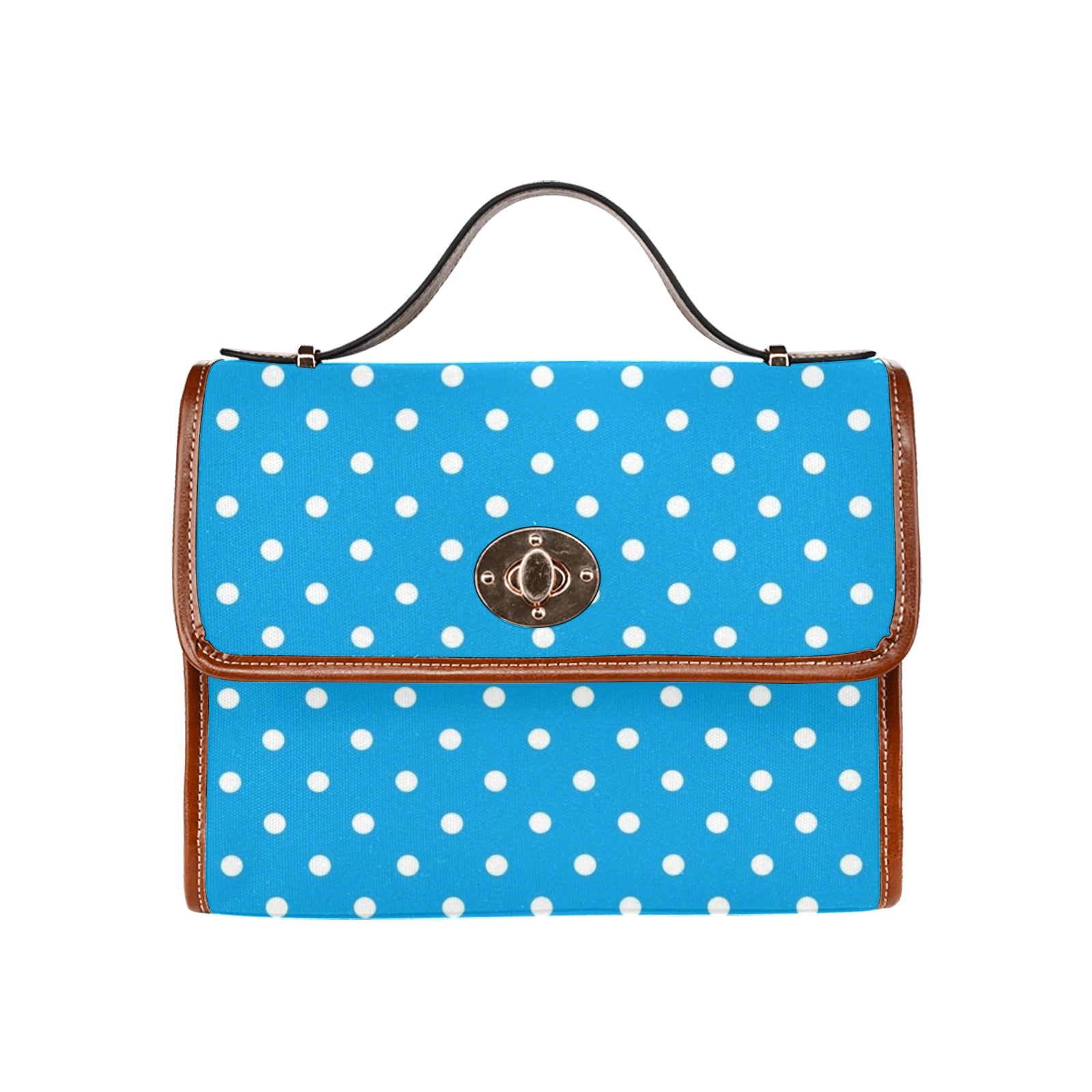 Shopksc.com Exclusive Baby Blue with White Polka Dots Geometric Pattern Designs Handbag Fashion 