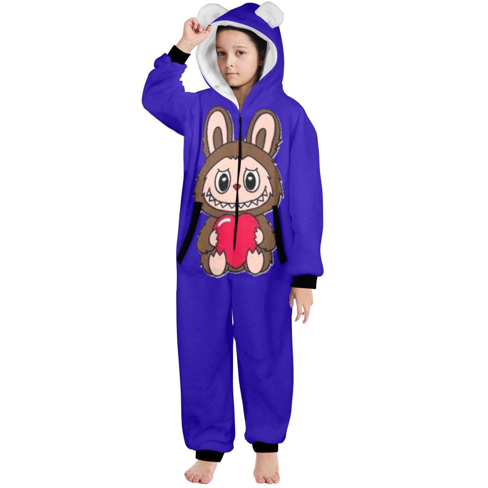 KSC's Exclusive Big Kids Onesie Labubu (8 to 15 Years) Blue Brown Labubu w/Heart