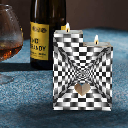 3DSQUAREDESIGNPICCANDLE HOLDER Wooden Candle Holder (Without Candle)