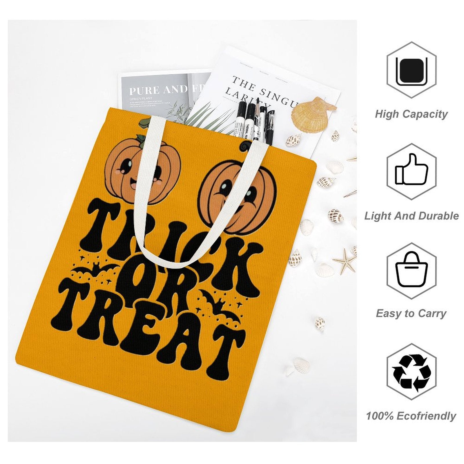 Halloween Trick Or Treat Tote Bag - Canvas Tote Bag Single Canvas Tote Bag-38x41CM