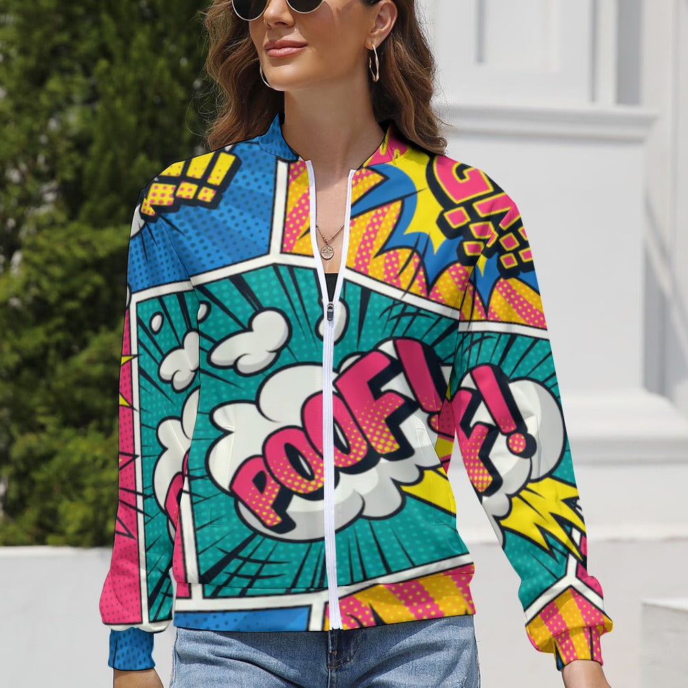 KSC's Limited Edition Pop Art Designs Women's Long Sleeve Zipper Jacket (10 Options) - KSC's Limited Edition Pop Art Collections