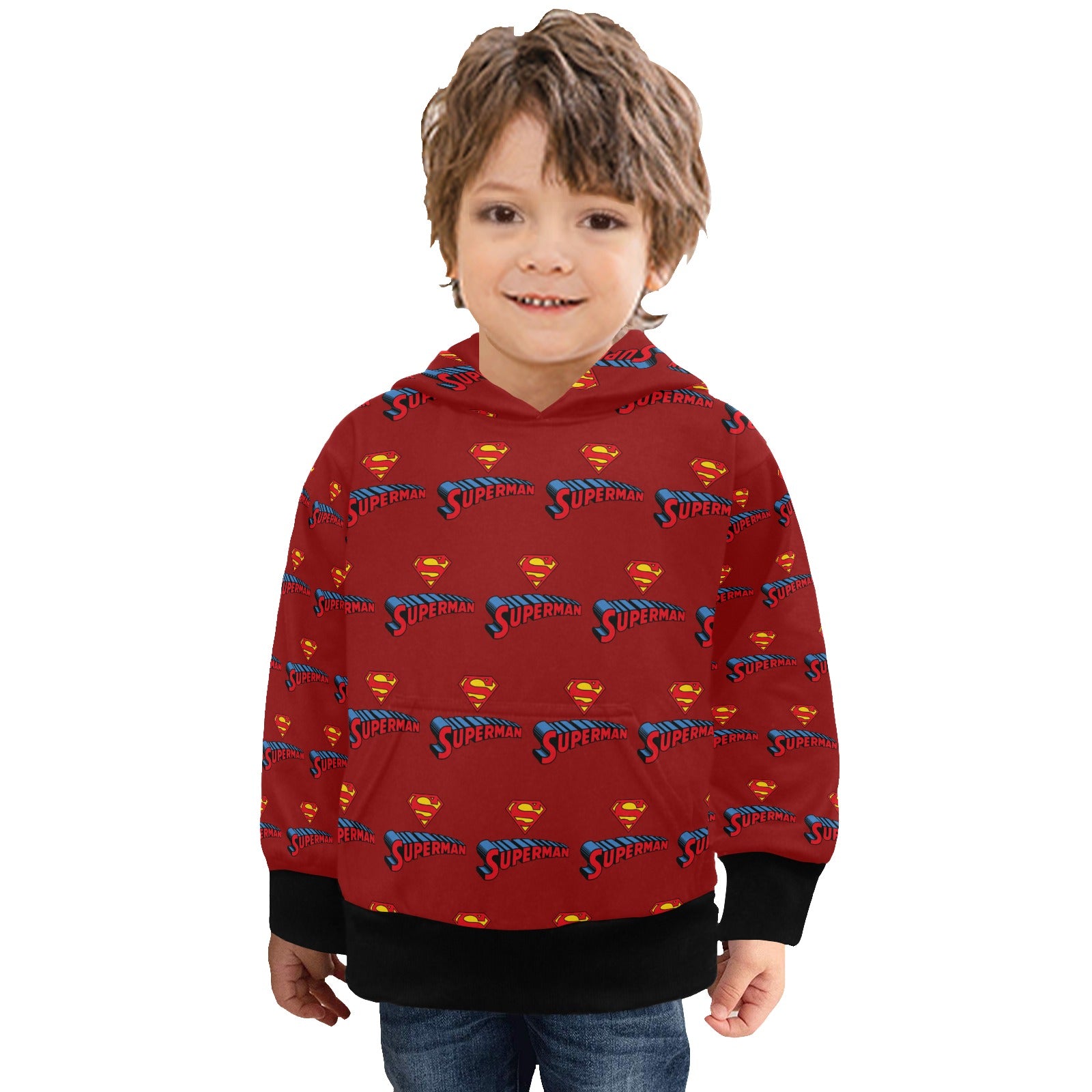 Super Hero Pattern -Little Boys' Long Sleeve Hoodie