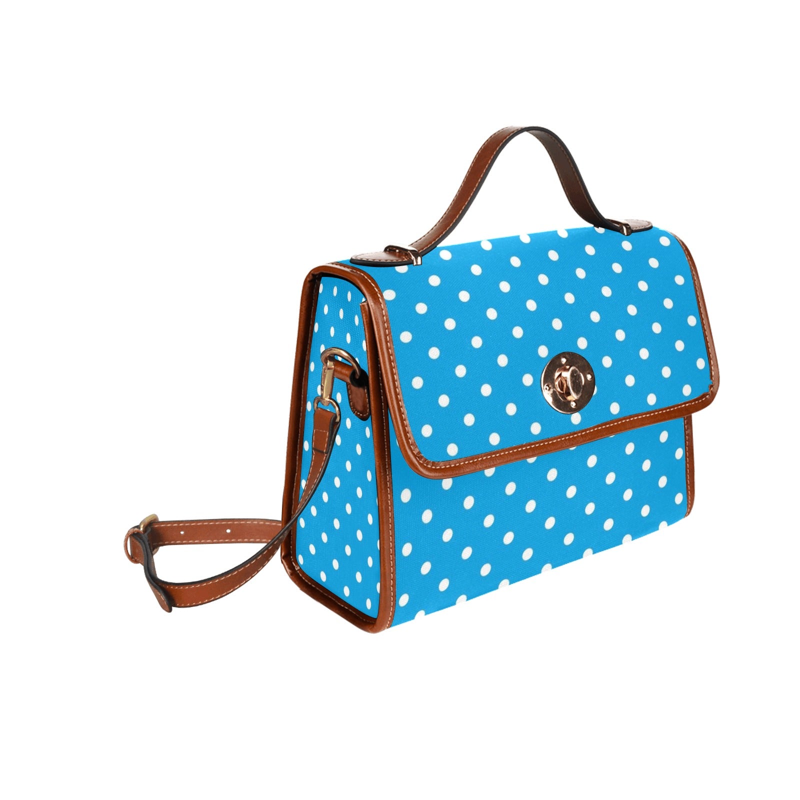 Shopksc.com Exclusive Baby Blue with White Polka Dots Geometric Pattern Designs Handbag Fashion 