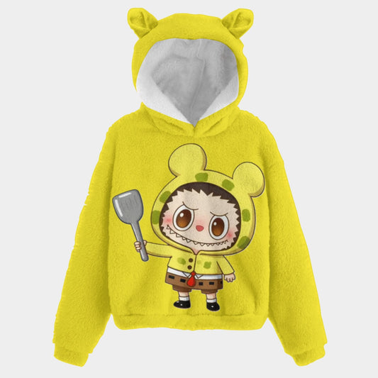 Labubu SpongeBob Kid’s Borg Fleece Hoodie With Ears