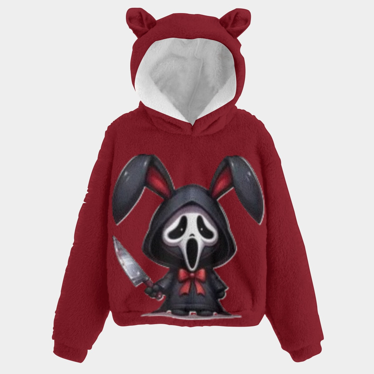 KSC's Exclusive Halloween Labubu Mini Ghost Face Kid’s Borg Fleece Sweatshirt With Ear