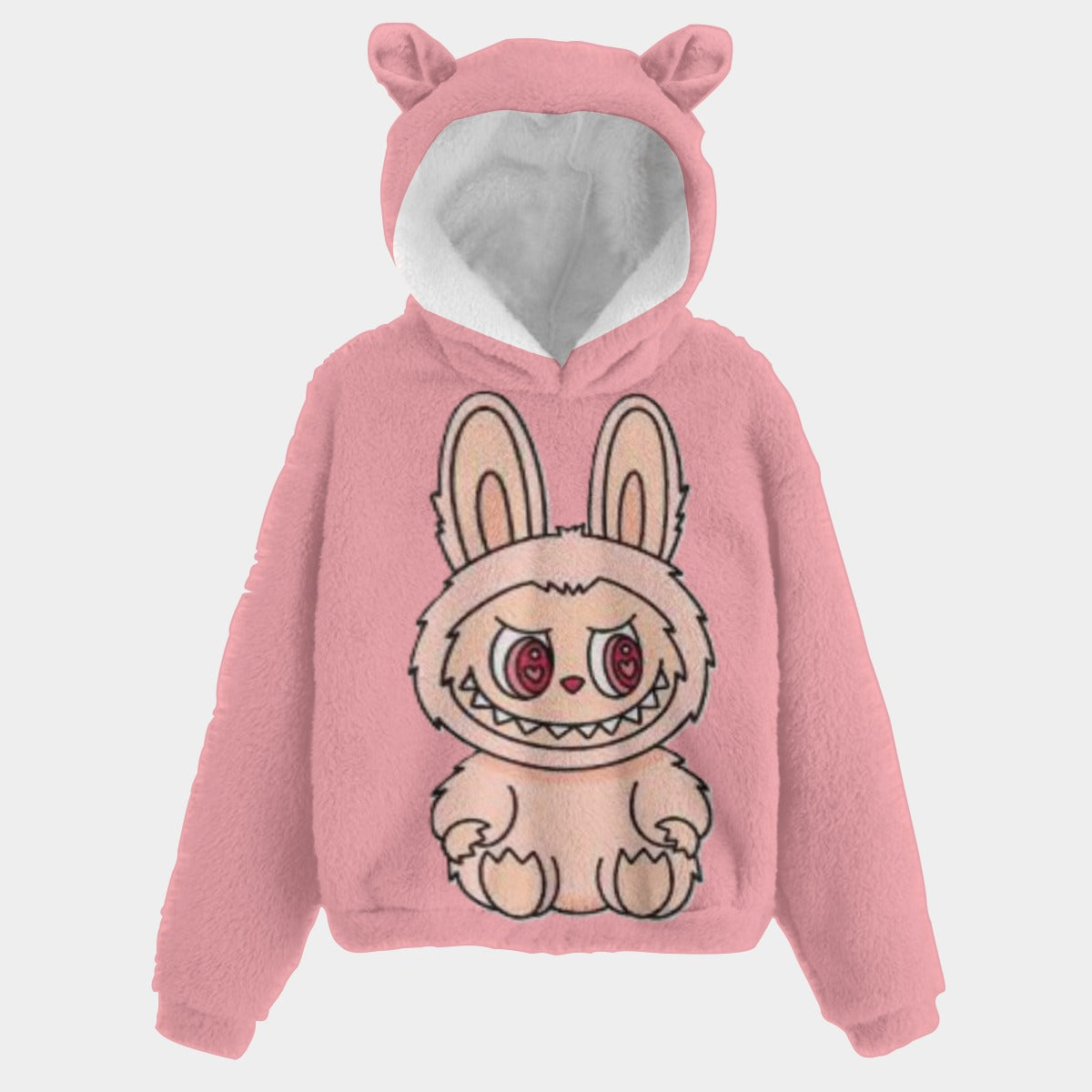 KSC's Fleece Sweatshirt LABUBU Print Kid’s Borg Fleece Sweatshirt With Ears