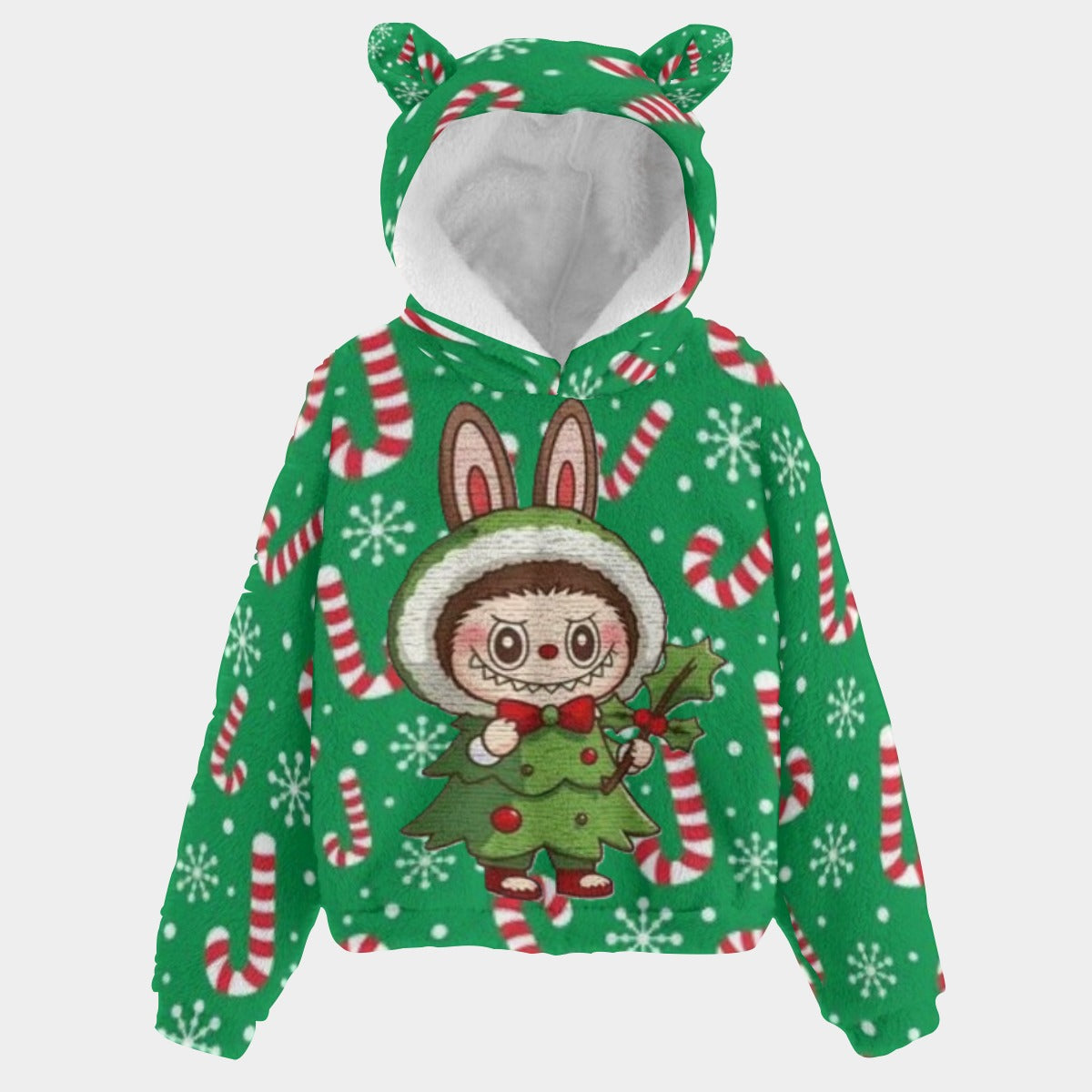 KSC's Exclusive Christmas Labubu Kid’s Borg Fleece Sweatshirt With Ears