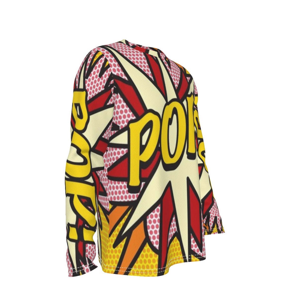 Colorful graphic t-shirt with abstract design and text on a white background