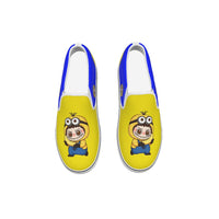 💛 Minion Labubu Yellow &amp; Blue Slip-On Sneakers (Kids) -Minion Labubu Yellow & Blue Kid's Slip On Sneakers