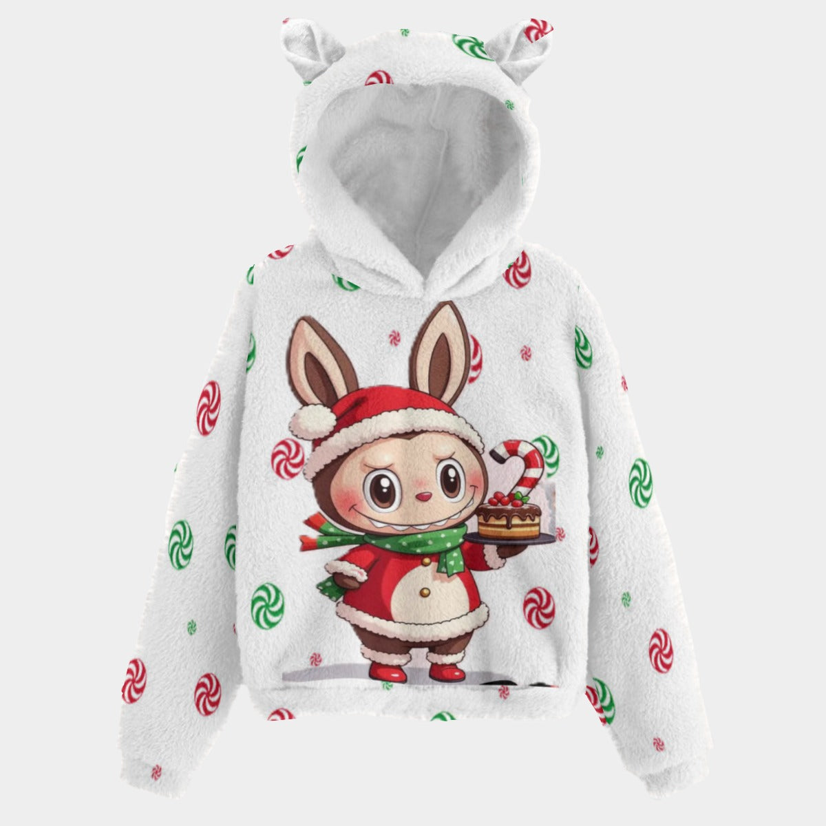 KSC's Exclusive Christmas Labubu Kid’s Borg Fleece Sweatshirt With Ears
