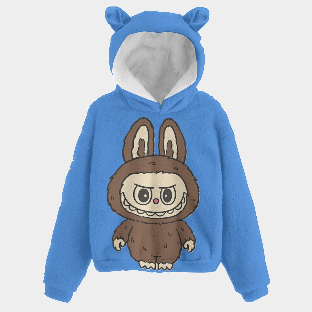 KSC's Fleece Sweatshirt LABUBU Print Kid’s Borg Fleece Sweatshirt With Ears